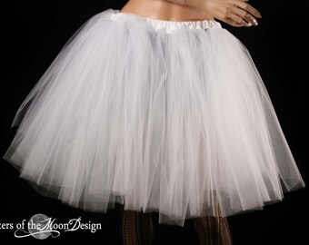 White Ice Romance dance tutu skirt extra poofy knee length Adult petticoat costume bridal wedding  --You Choose Size -- Sisters of the Moon