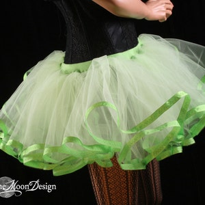 Lime Crime tutu petticoat skirt apple green trimmed Halloween costume bridal poofy carnival dance Adult Size XS Plus Sisters of the Moon image 3