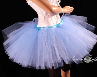 French Blue tutu skirt puffy three layer petticoat dance alice princess costume race bachelorette -Adult Size XS - Plus -Sisters of the Moon