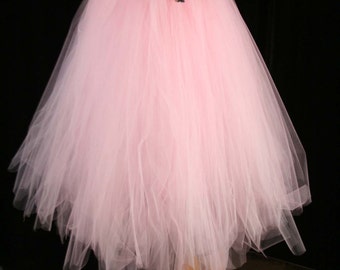 Baby Pink tulle skirt Streamer floor length formal Bridal wedding princess party dance prom bridesmaid - All Sizes -Sisters of the Moon