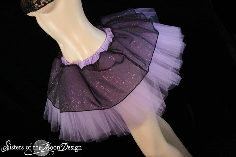 Sparkle Lavender black Tutu skirt dance costume roller derby pastel goth cyber gothic halloween run club rave Adult Size XS Plus SOTMD image 3