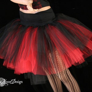 Black Red Adult tutu tulle skirt Midi length three layer petticoat Sizes XS Plus gothic lolita costume dance vampire halloween birthday image 3