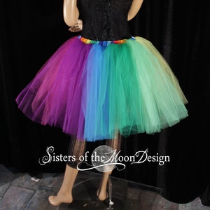 Rainbow tutu tulle skirt knee length Pride petticoat Sizes XS Plus size dance costume Rave wear club running festival halloween cosplay image 4