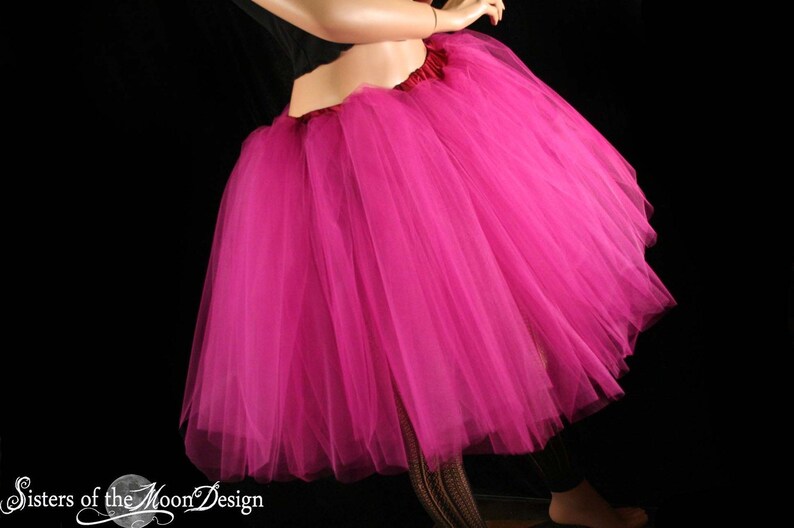 Fuchsia midi tulle skirt adult tutu knee length skirt petticoat Sizes XS Plus , dance costume bridal wedding bachelorette birthday lolita image 1