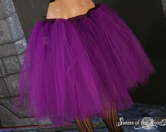 Purple adult tutu tulle skirt knee length petticoat Sizes XS - Plus size - halloween gothic dance wear bachelorette 80s party cosplay ballet