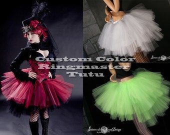 Ultra Ring Master tutu tulle skirt Custom Color bustle high low adult goth halloween costume carnival dance alternative -All Sizes- SOTMD