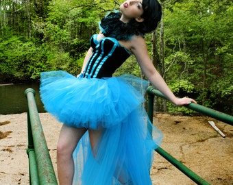 Turquoise blue Adult tutu tulle skirt high low Wedding bridal bustle fairytale dance prom costume  - Sizes XS - Plus -  Sisters of the Moon