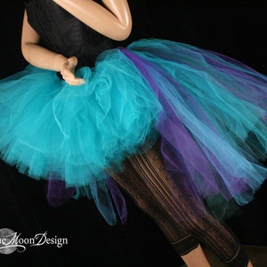 Peacock Adult tutu tulle skirt high low streamer Bustle Sizes XS - Plus size Teal halloween costume Carnival cosplay dance bachelorette