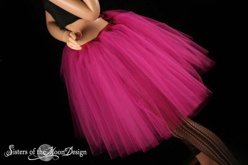 Fuchsia midi tulle skirt adult tutu knee length skirt petticoat Sizes XS Plus , dance costume bridal wedding bachelorette birthday lolita image 3