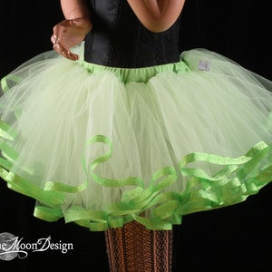 Lime Crime tutu petticoat skirt apple green trimmed Halloween costume bridal poofy carnival dance Adult Size XS Plus Sisters of the Moon image 1