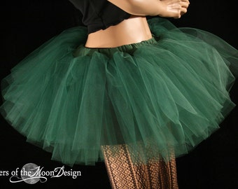 Tutu skirt tulle Forest dark emerald green Adult dance roller derby costume ballet run fairy cosplay -You Choose Size - Sisters of the Moon