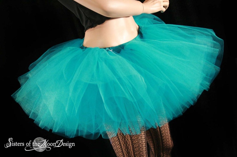 Teal Adult tutu skirt short tulle skirt Sizes XS Plus size petticoat dance roller derby costume rave wear ballet bachelorette festival image 1