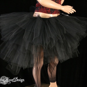 Black High low Adult tutu, tulle skirt - All sizes XS - Plus - Poofy, gothic lolita halloween costume carnival bachelorette bride birthday