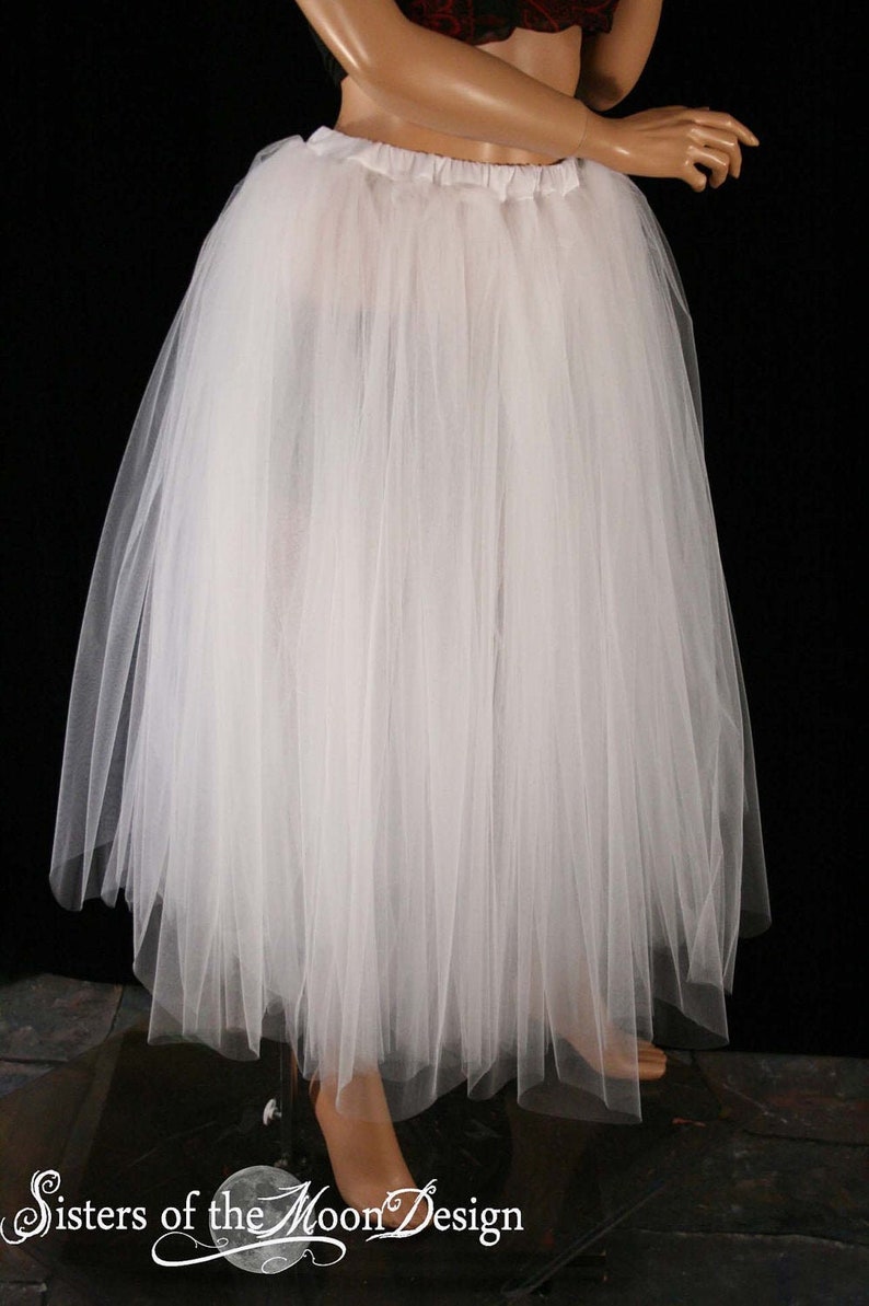 White Floor length Adult tutu tulle maxi skirt bridal petticoat Sizes XS Plus size formal dance wedding bride prom poofy ball gown image 1