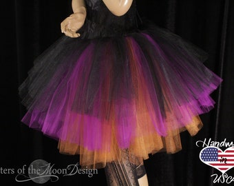 Black Purple Copper Tulle skirt adult tutu three Layer Petticoat - halloween witch costume goth Sizes XS Plus Size - Sisters of the Moon