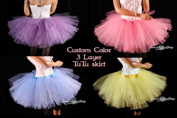 Custom Color Adult Tutu Tulle Skirt Three Layer Sizes XS Plus Costume Fairy Dance Mardi Gras Halloween Bachelorette Birthday Rave Etsy UK