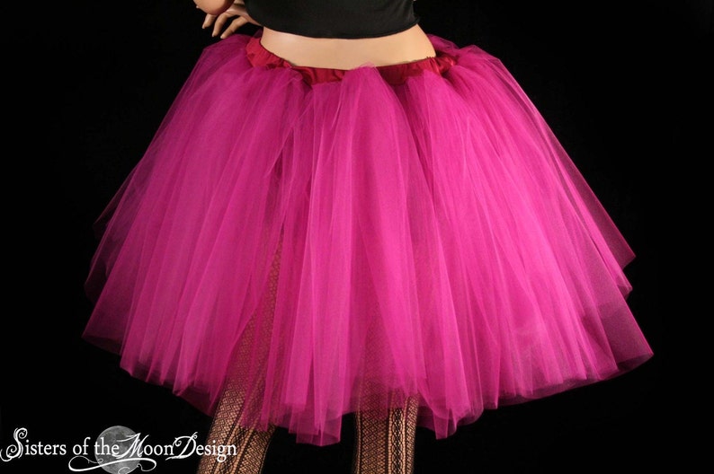 Fuchsia midi tulle skirt adult tutu knee length skirt petticoat Sizes XS Plus , dance costume bridal wedding bachelorette birthday lolita image 4