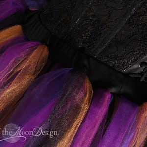 Witchy tulle tutu skirt witch streamer purple orange halloween costume tea calf length dance Adult sizes XS Plus Sisters of the Moon image 7