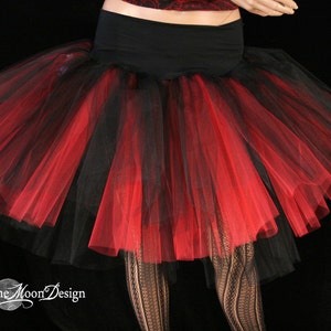 Black Red Adult tutu tulle skirt Midi length three layer petticoat Sizes XS Plus gothic lolita costume dance vampire halloween birthday image 2