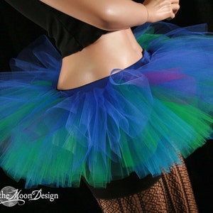 Peacock mini Adult tutu tulle skirt turquoise green royal Sizes XS - Plus size halloween costume cosplay run rave dance roller derby kawaii