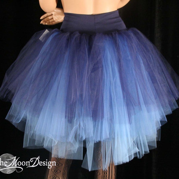 Blue Three Layer tulle midi skirt adult tutu Sizes XS -Plus size, bridal petticoat bride gothic dance costume wedding bachelorette maternity