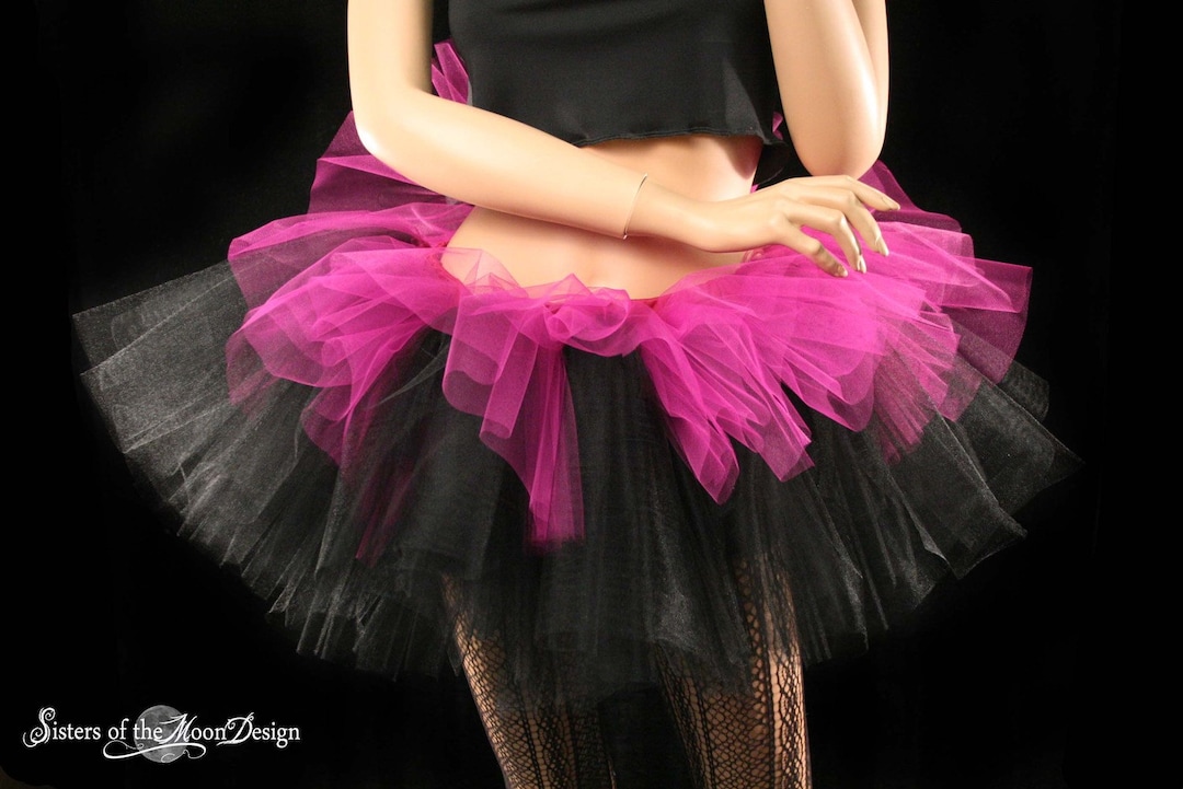 Pink Tulle Mini Skirt 5-Layer Tutu Skirt For Women Fluffy Tulle