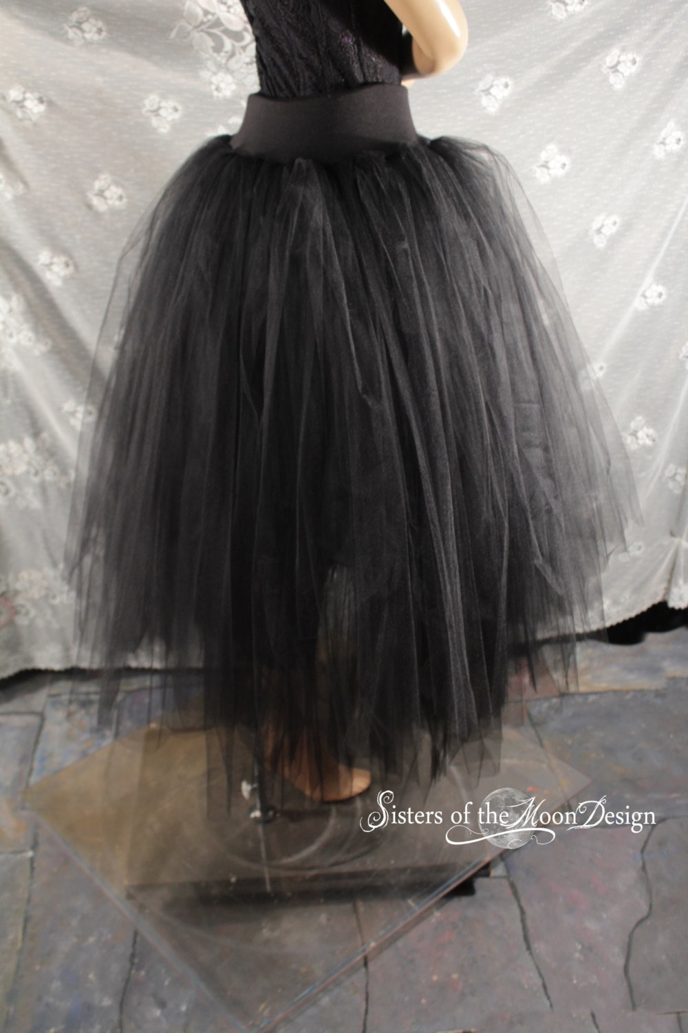 Black Adult Tutu Tulle Skirt Layered Floor Length Halloween Etsy