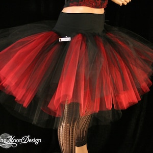 Black Red Adult tutu tulle skirt Midi length three layer petticoat Sizes XS Plus gothic lolita costume dance vampire halloween birthday image 1