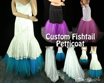 Custom color Petticoat Fishtail wedding dress underskirt  - Sizes XS - Plus size - Tulle maternity skirt bride bridal puff formal bridesmaid
