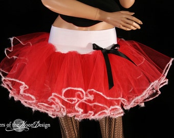 Santa Sweetie adult tutu skirt red white extra poofy Holiday christmas gift dance party petticoat -- You Choose Size -- Sisters of the Moon