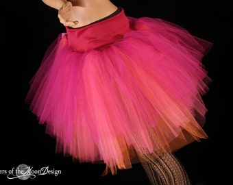 tutu skirt Adult Three Layer Petticoat fuchsia pink orange photoshoots bridal bachelorette party Birthday - All Sizes - Sisters of the Moon