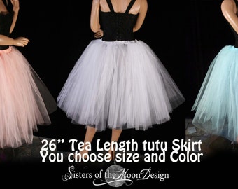Custom Tea Length tulle skirt Adult tutu Midi Petticoat poofy skirt Choose size & color, bride bridal wedding dance prom maternity birthday