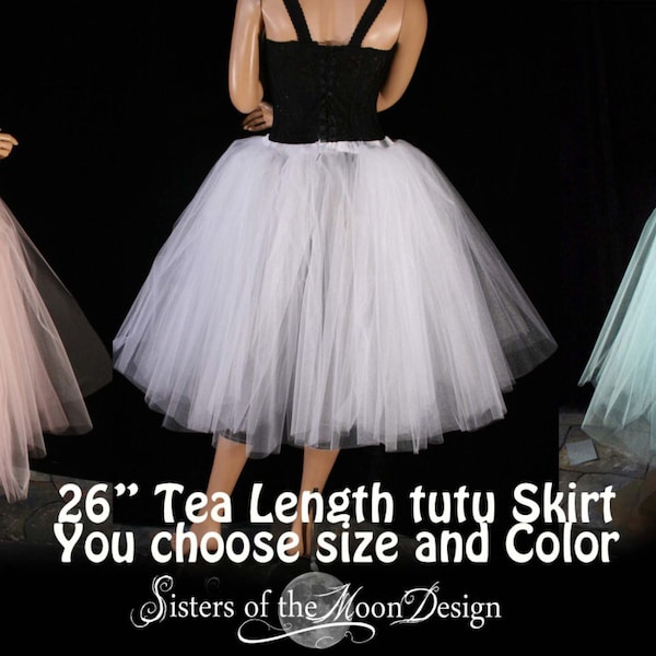 Custom Midi tulle skirt Adult tutu Tea length Petticoat poofy skirt Choose size & color, bride bridal wedding dance prom maternity birthday