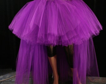 Hi Low tulle tutu skirt Purple Wedding Formal poofy trail Adult bridal bustle dance prom costume - You Choose Size - Sisters of the Moon