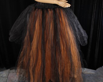 Romantic steampunk tulle tutu skirt w/trail black copper glimmer goth fairytale Fantasy wedding alternative bride  -All Sizes- SOTMD