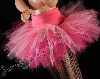 Pink Rose Princess Adult tutu skirt Short tulle Streamer layered Sizes XS - Plus size/halloween costume flower fairy festival dance rave run