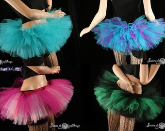 Custom Color TUTU mini tulle skirt poofy 3 Layer Adult size XS - Plus  - dance rave wear club costume roller derby team running bachelorette