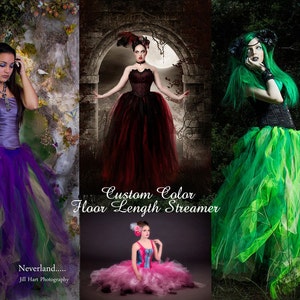 Custom Color Tulle skirt Streamer floor length petticoat bridal skirt wedding fantasy steampunk Halloween costume Sizes XS - Plus Size