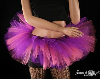 Purple Pink Adult Tutu Short tulle mini skirt three layer Sizes XS - Plus size, ballet dance costume rave club wear race event bachelorette