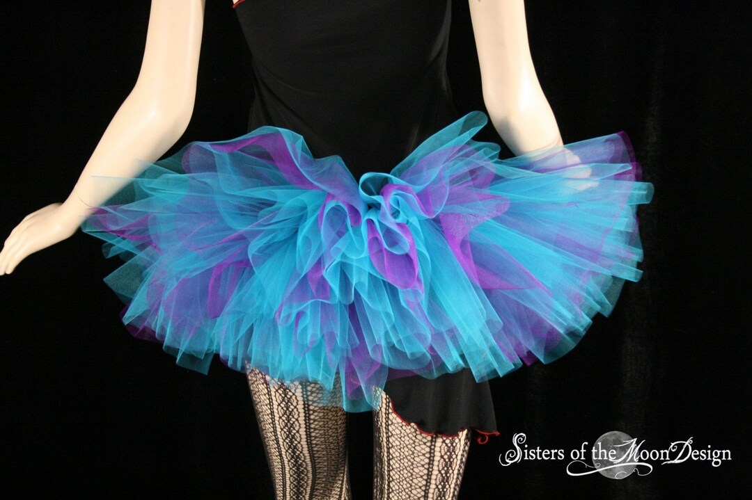 Purple Turquoise Blue Adult Tutu Mini Skirt Three Layer Sizes XS