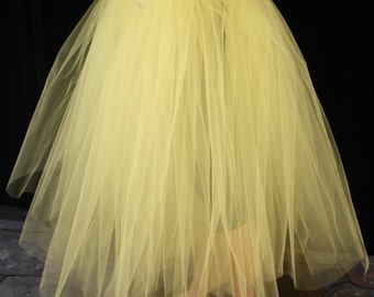 Adult tutu tulle skirt long yellow puffy petticoat two layer dance formal wedding bridal bridesmaid prom - All Sizes - Sisters of the Moon