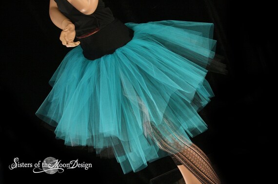 Black Teal Silver Tulle Skirt Three Layer Petticoat Adult Tutu Skirt Size Xs Plus Dance Costume Bridesmaid Bridal Rave Sisters of the Moon Etsy UK