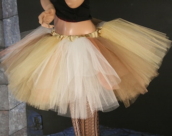 Tutu skirt adult Iridescent Extra puffy mixed gold ivory brown dance ballet lion costume halloween - All Size XS-  Plus -Sisters of the Moon