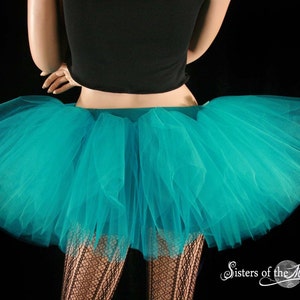 Teal Adult tutu skirt short tulle skirt Sizes XS Plus size petticoat dance roller derby costume rave wear ballet bachelorette festival image 5