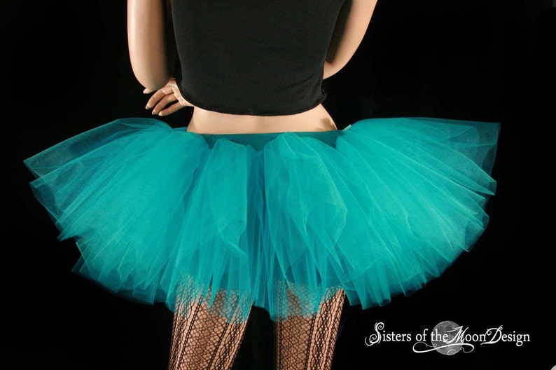 Teal Adult tutu skirt short tulle skirt Sizes XS Plus size petticoat dance roller derby costume rave wear ballet bachelorette festival image 5