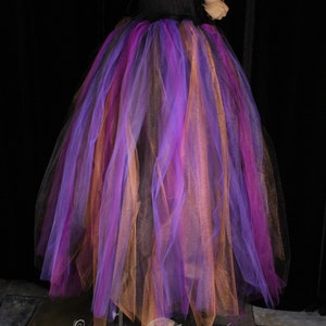 Witchy tulle tutu skirt witch streamer purple orange halloween costume tea calf length dance Adult sizes XS Plus Sisters of the Moon image 6