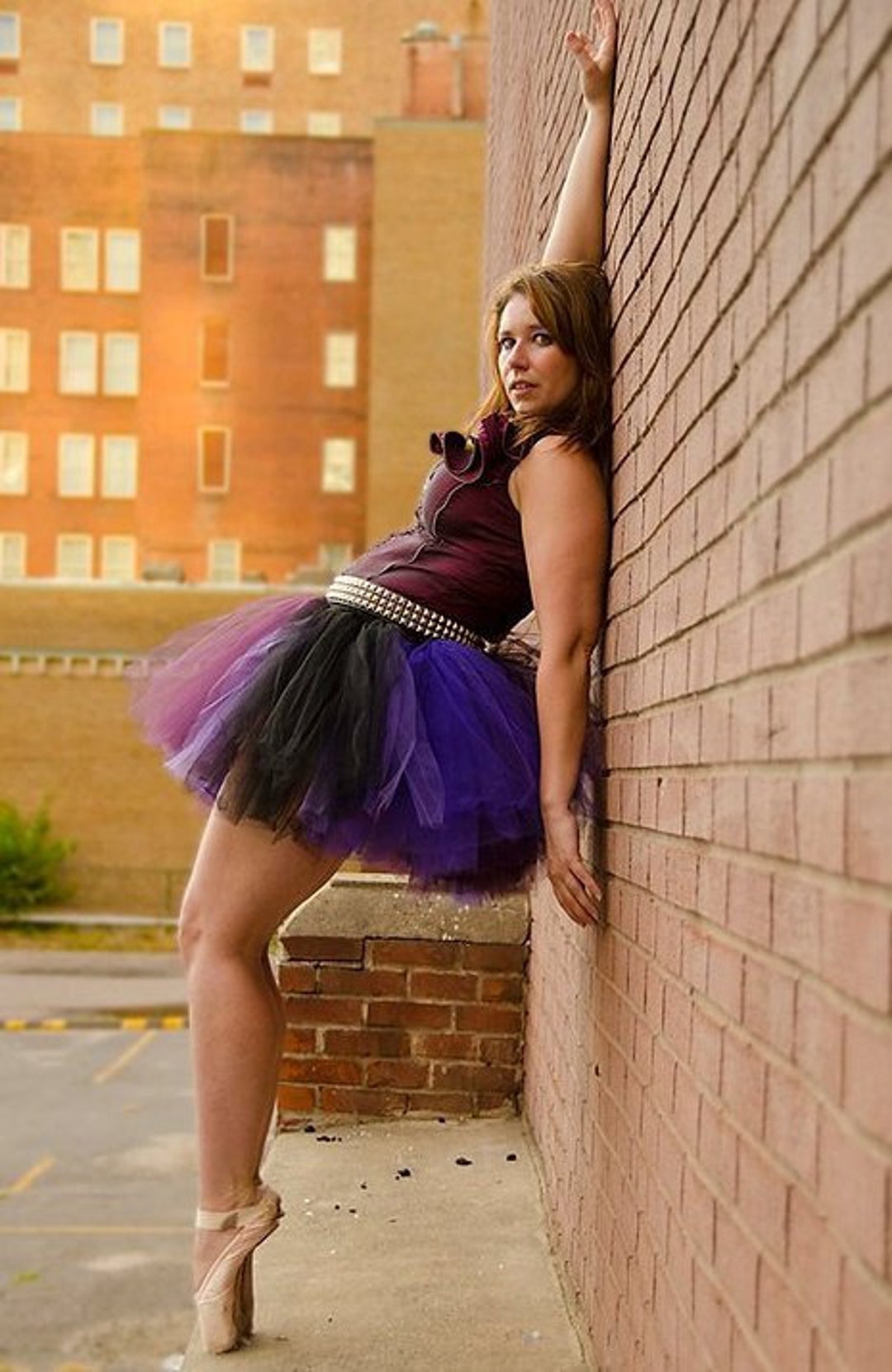 Sugar Plum Fairy Adult Tutu Tulle Skirt Striped Purple Black Eggplant Sizes XS Plus Puffy Dance ...