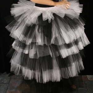 Goth Wedding tulle skirt white black layered ruffles romantic formal floor length skirt gothic bridal Sizes XS - Plus - Sisters of the Moon