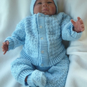 Cheri Crochet Original Baby Pattern-Newborn to 3 months Sweater, Leggings, Hat, and Booties