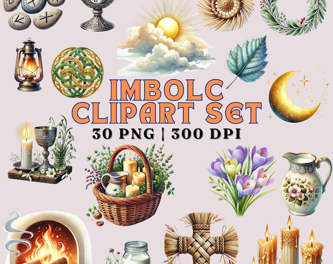 Imbolc Watercolor Clipart Png Bundle, Imbolc Clip Art, Celtic Neopagan ...
